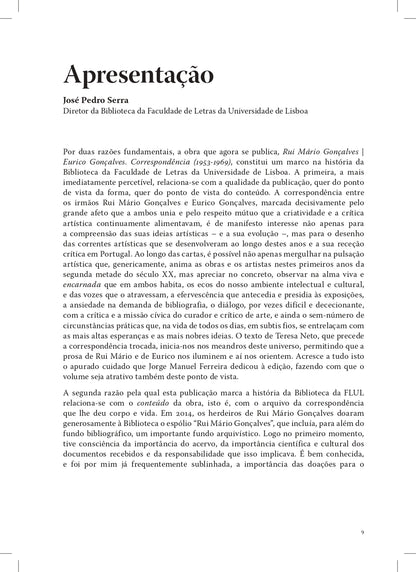 Rui Mário Gonçalves, Eurico Gonçalves: Correspondência (1953-1969)