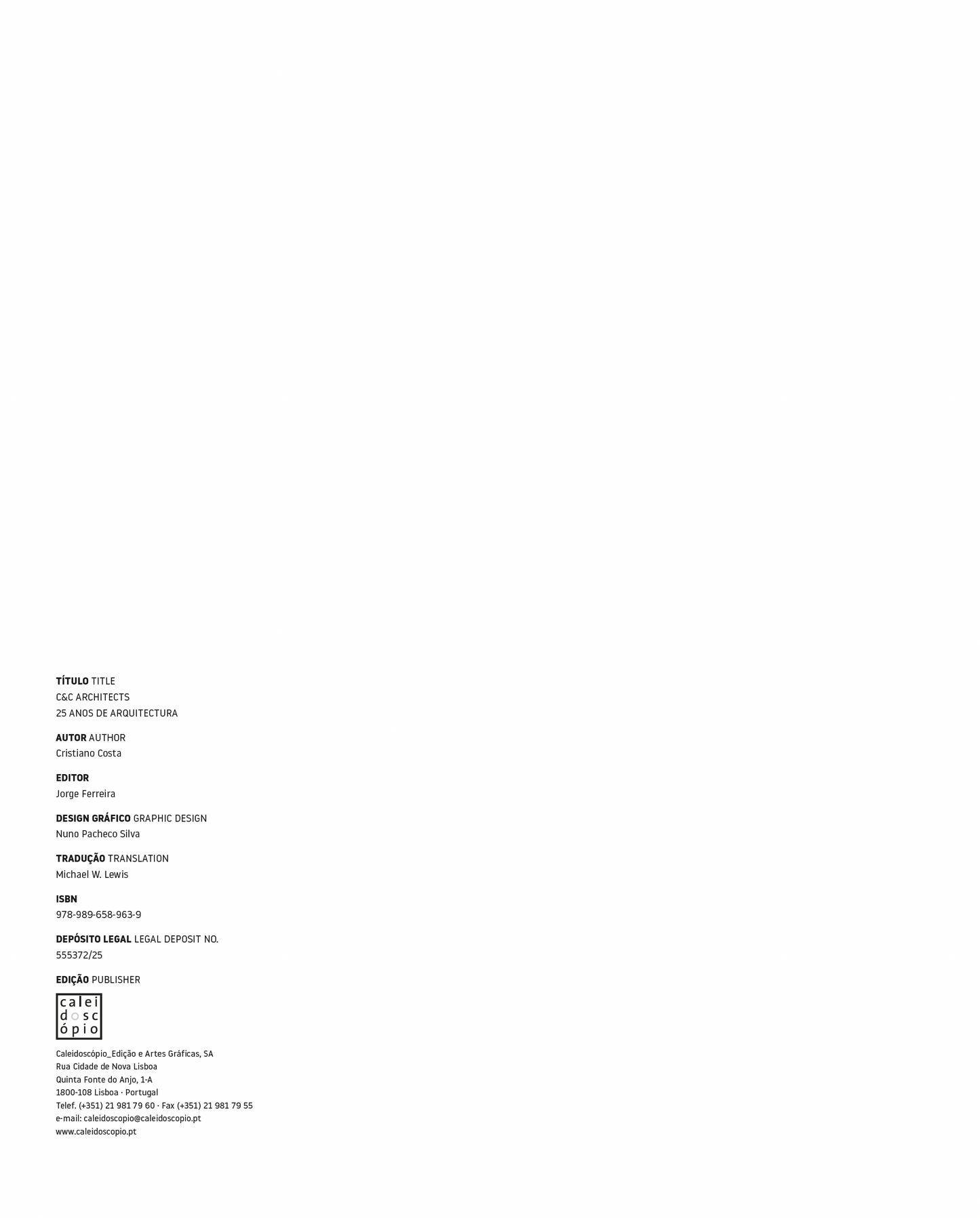 C&C Architects: Cristiano Costa – 25 Anos de Arquitectura