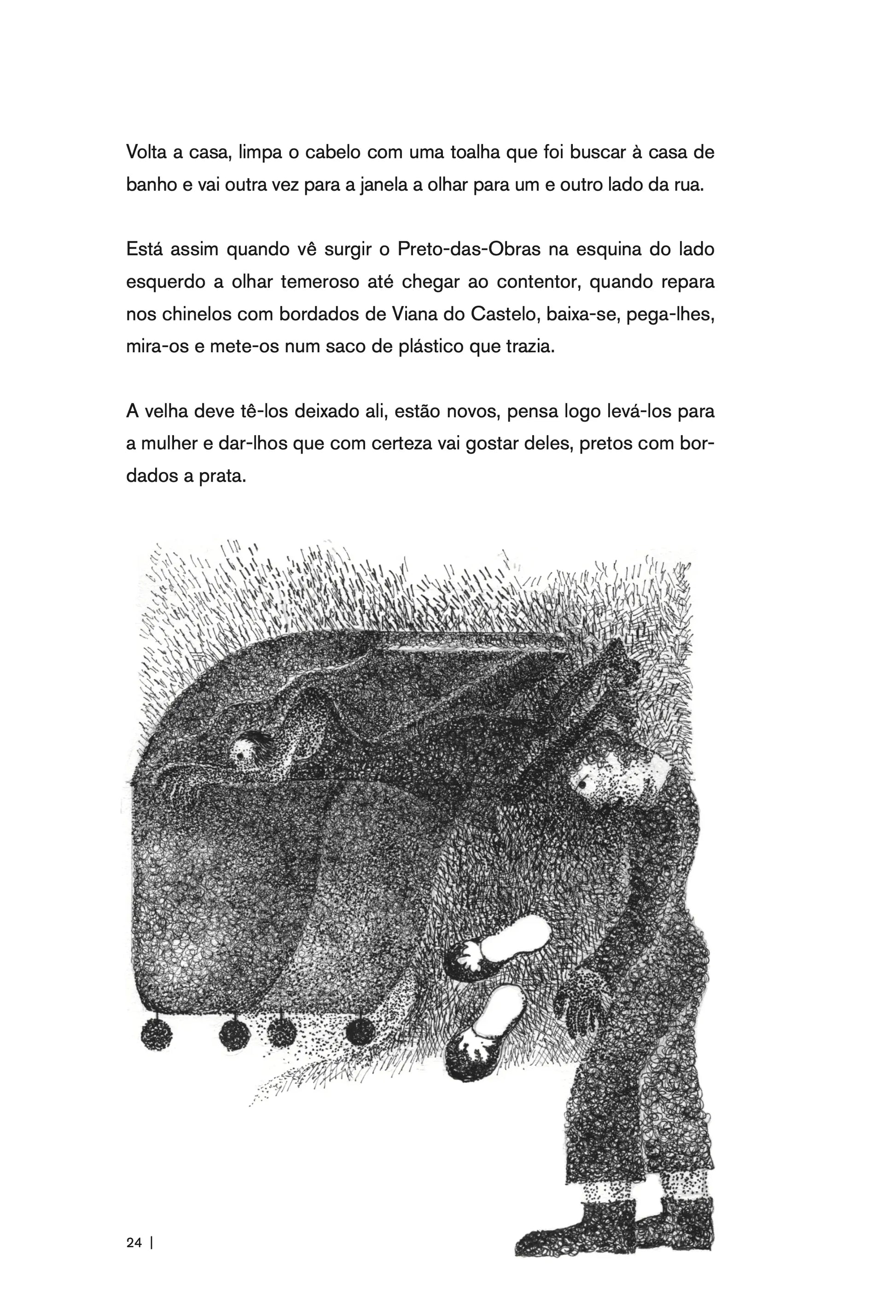Ilustração dos chinelos de Viana na novela ilustrada de Francisco da Silva Dias.